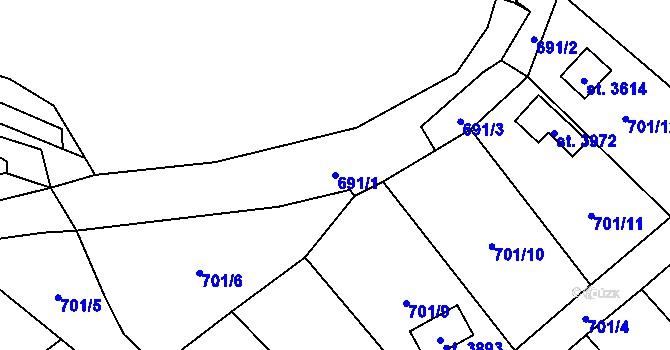 Parcela st. 691/1 v KÚ Sušice nad Otavou, Katastrální mapa