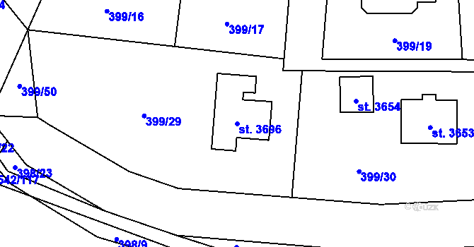 Parcela st. 3696 v KÚ Sušice nad Otavou, Katastrální mapa