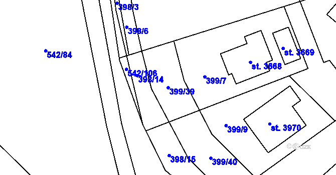 Parcela st. 399/39 v KÚ Sušice nad Otavou, Katastrální mapa