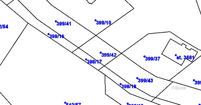 Parcela st. 399/42 v KÚ Sušice nad Otavou, Katastrální mapa