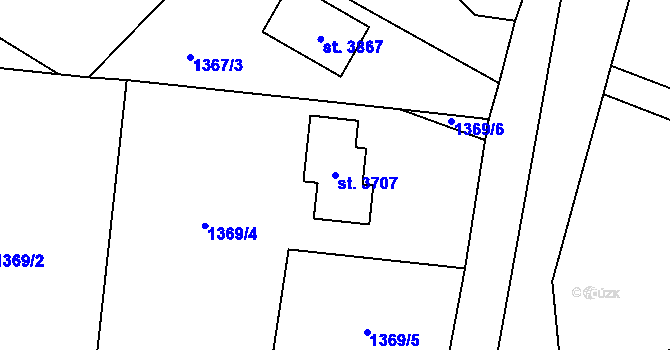 Parcela st. 3707 v KÚ Sušice nad Otavou, Katastrální mapa