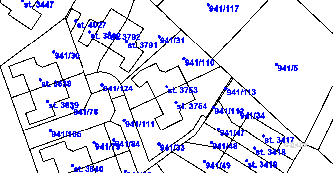 Parcela st. 3753 v KÚ Sušice nad Otavou, Katastrální mapa