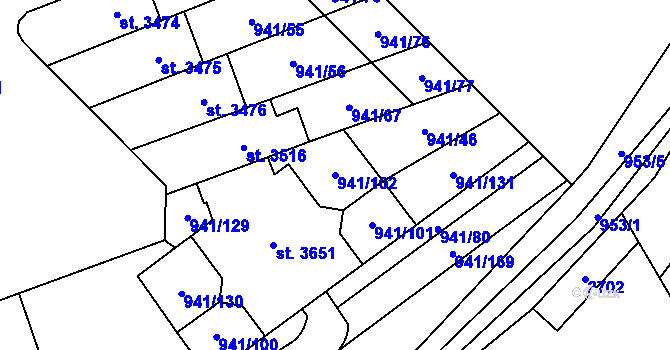 Parcela st. 941/102 v KÚ Sušice nad Otavou, Katastrální mapa