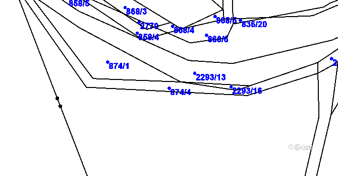 Parcela st. 874/4 v KÚ Sušice nad Otavou, Katastrální mapa