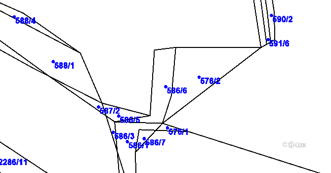 Parcela st. 586/6 v KÚ Sušice nad Otavou, Katastrální mapa