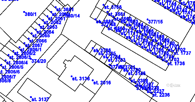 Parcela st. 3785 v KÚ Sušice nad Otavou, Katastrální mapa