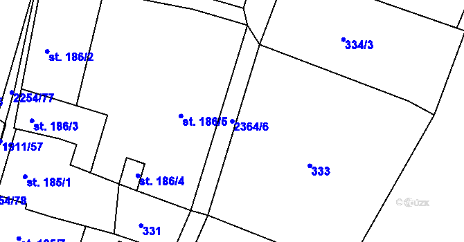Parcela st. 2364/6 v KÚ Sušice nad Otavou, Katastrální mapa