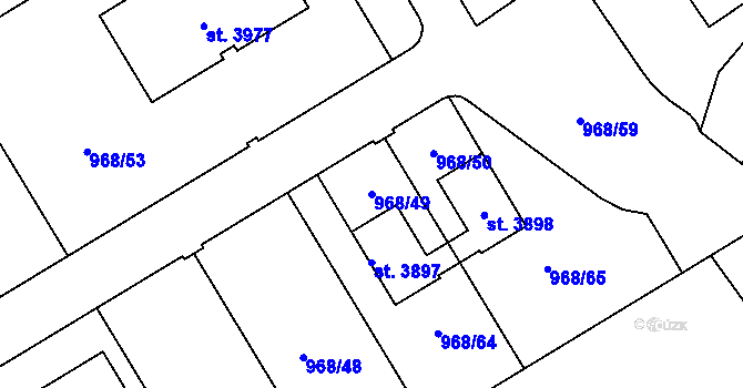 Parcela st. 968/49 v KÚ Sušice nad Otavou, Katastrální mapa