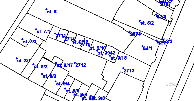 Parcela st. 3942 v KÚ Sušice nad Otavou, Katastrální mapa