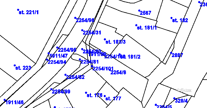 Parcela st. 2254/100 v KÚ Sušice nad Otavou, Katastrální mapa