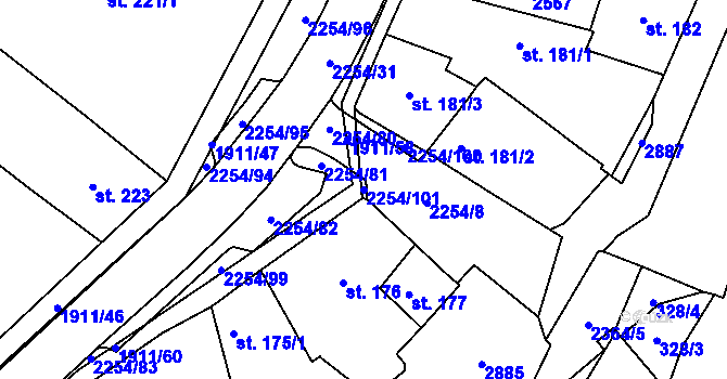 Parcela st. 2254/101 v KÚ Sušice nad Otavou, Katastrální mapa
