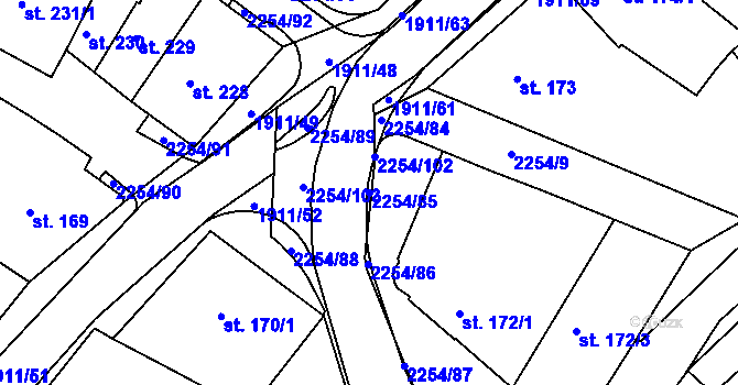 Parcela st. 2254/85 v KÚ Sušice nad Otavou, Katastrální mapa