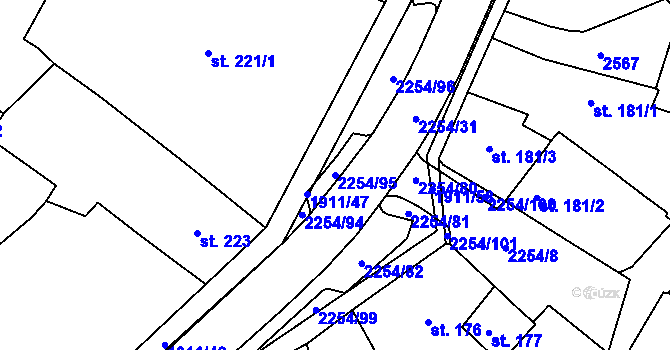 Parcela st. 2254/95 v KÚ Sušice nad Otavou, Katastrální mapa