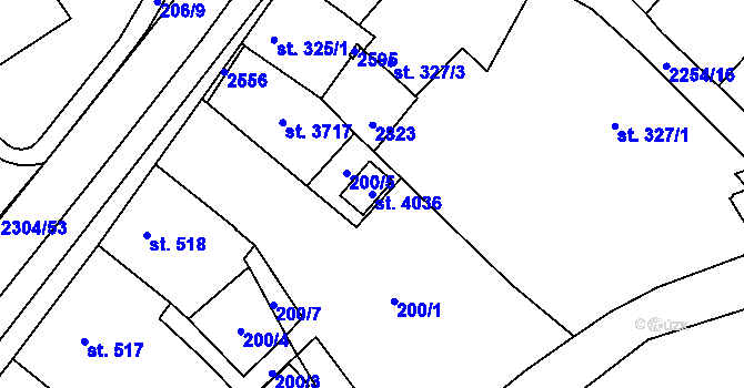 Parcela st. 4036 v KÚ Sušice nad Otavou, Katastrální mapa