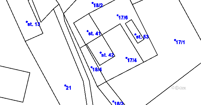 Parcela st. 42 v KÚ Vrabcov, Katastrální mapa