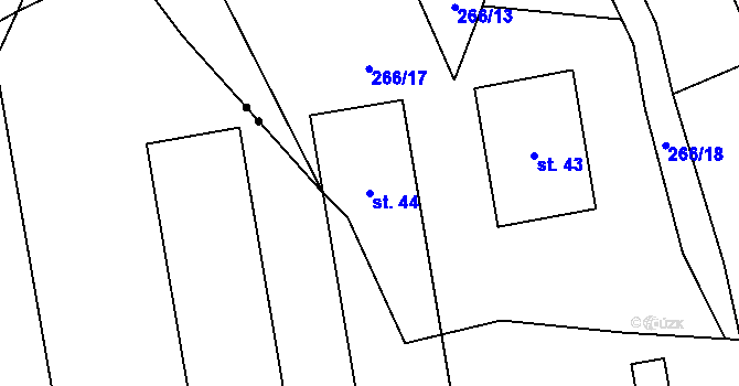 Parcela st. 44 v KÚ Vrabcov, Katastrální mapa