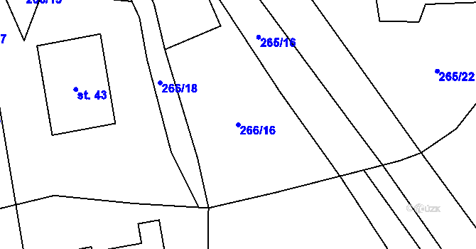 Parcela st. 266/16 v KÚ Vrabcov, Katastrální mapa