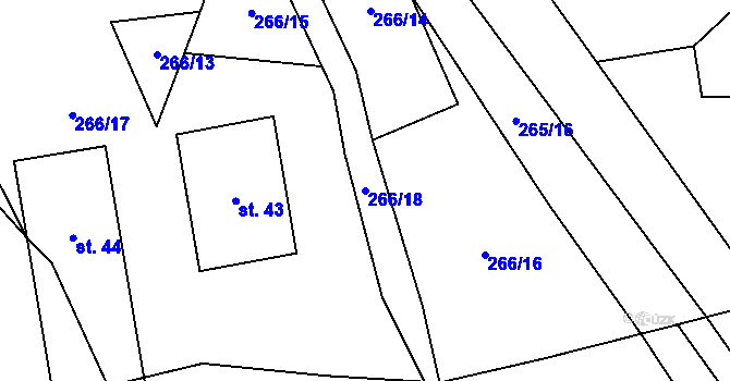 Parcela st. 266/18 v KÚ Vrabcov, Katastrální mapa