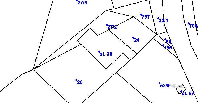 Parcela st. 38 v KÚ Albrechtice u Sušice, Katastrální mapa
