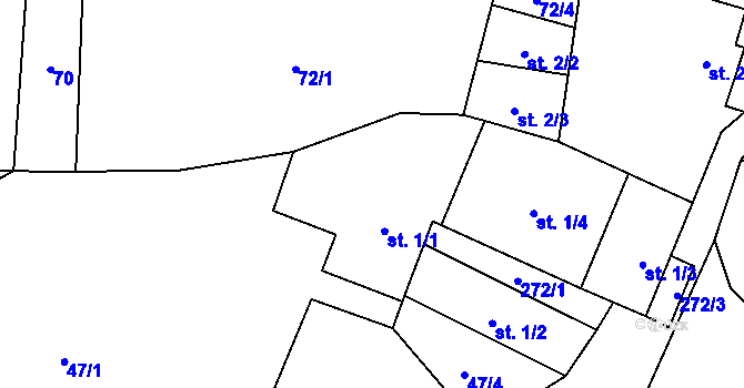 Parcela st. 1/1 v KÚ Milčice u Sušice, Katastrální mapa
