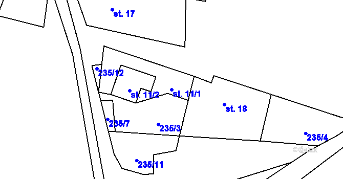 Parcela st. 11/1 v KÚ Milčice u Sušice, Katastrální mapa