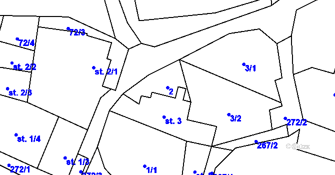 Parcela st. 2 v KÚ Milčice u Sušice, Katastrální mapa