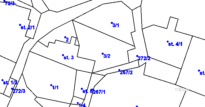 Parcela st. 3/2 v KÚ Milčice u Sušice, Katastrální mapa