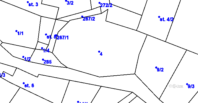 Parcela st. 4 v KÚ Milčice u Sušice, Katastrální mapa
