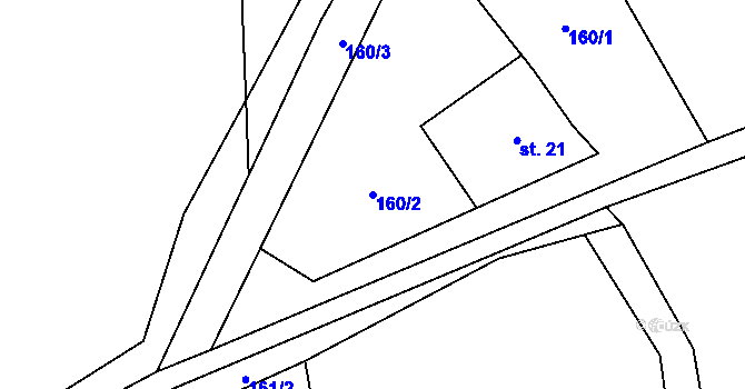 Parcela st. 160/2 v KÚ Milčice u Sušice, Katastrální mapa