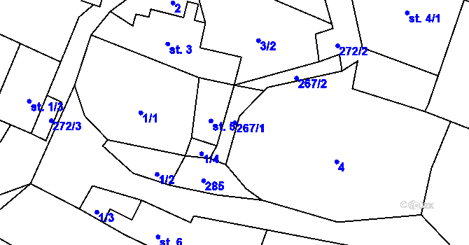 Parcela st. 267/1 v KÚ Milčice u Sušice, Katastrální mapa