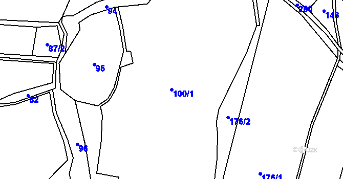Parcela st. 100/1 v KÚ Milčice u Sušice, Katastrální mapa