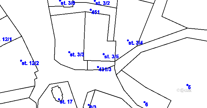 Parcela st. 3/5 v KÚ Humpolec u Sušice, Katastrální mapa
