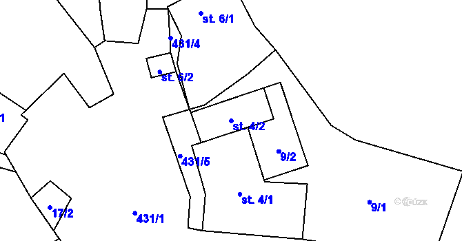 Parcela st. 4/2 v KÚ Humpolec u Sušice, Katastrální mapa