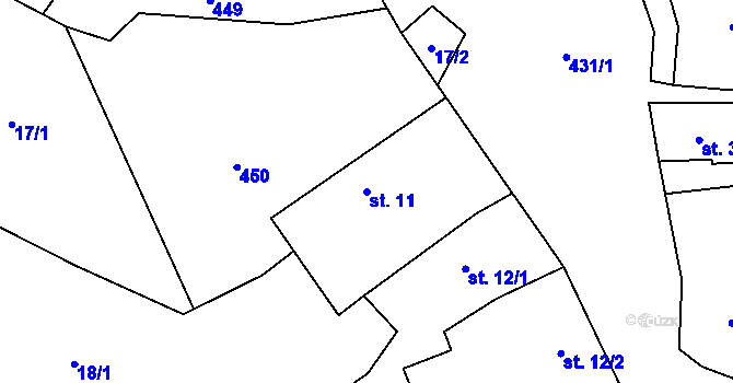 Parcela st. 11 v KÚ Humpolec u Sušice, Katastrální mapa