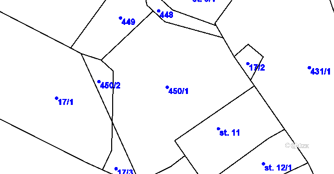 Parcela st. 450/1 v KÚ Humpolec u Sušice, Katastrální mapa