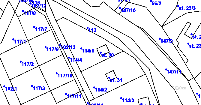 Parcela st. 30 v KÚ Divišov u Sušice, Katastrální mapa