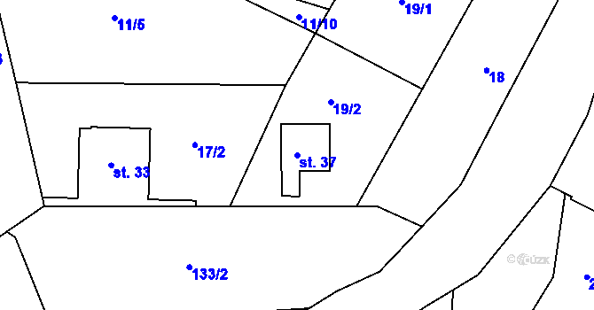 Parcela st. 37 v KÚ Divišov u Sušice, Katastrální mapa