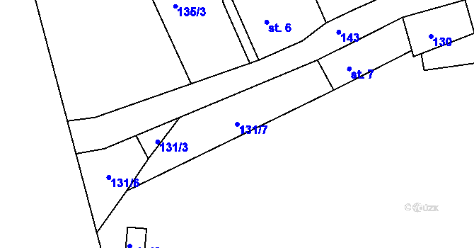 Parcela st. 131/7 v KÚ Divišov u Sušice, Katastrální mapa