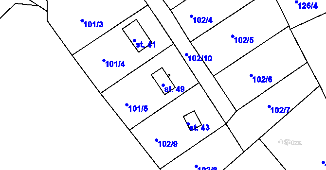 Parcela st. 49 v KÚ Divišov u Sušice, Katastrální mapa