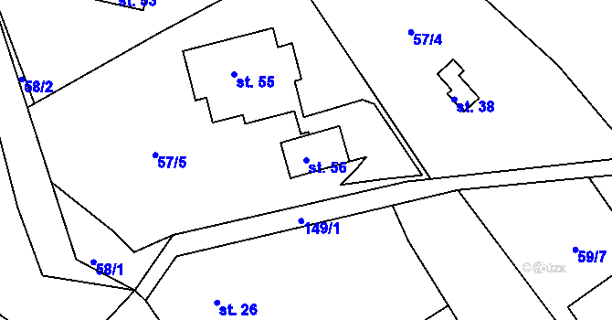 Parcela st. 56 v KÚ Divišov u Sušice, Katastrální mapa