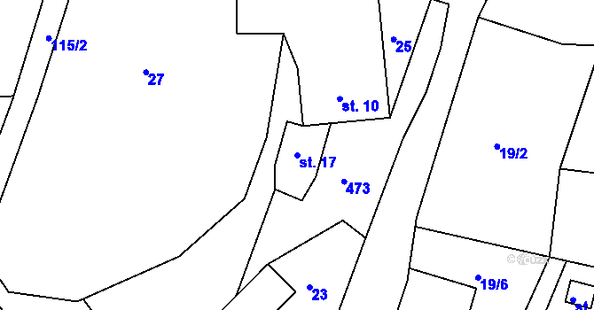 Parcela st. 17 v KÚ Nuzerov, Katastrální mapa