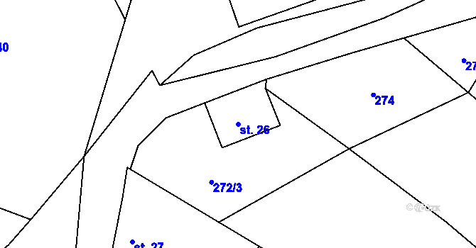 Parcela st. 26 v KÚ Nuzerov, Katastrální mapa