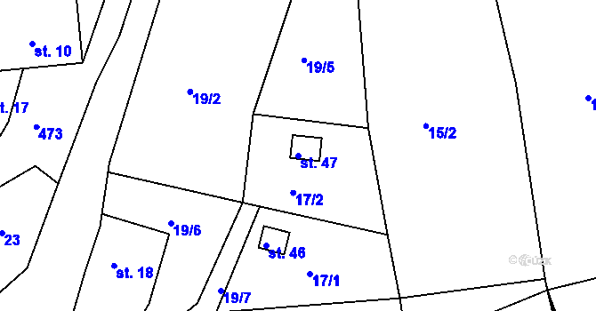 Parcela st. 47 v KÚ Nuzerov, Katastrální mapa