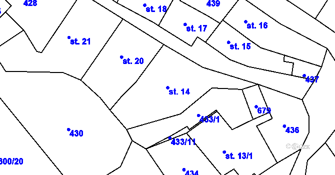 Parcela st. 14 v KÚ Dolní Staňkov, Katastrální mapa