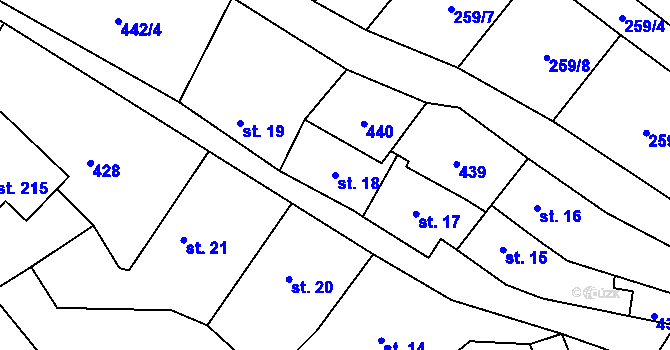 Parcela st. 18 v KÚ Dolní Staňkov, Katastrální mapa