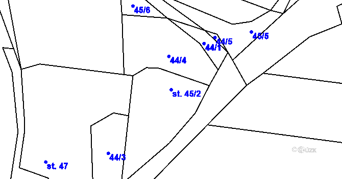 Parcela st. 45/2 v KÚ Dolní Staňkov, Katastrální mapa
