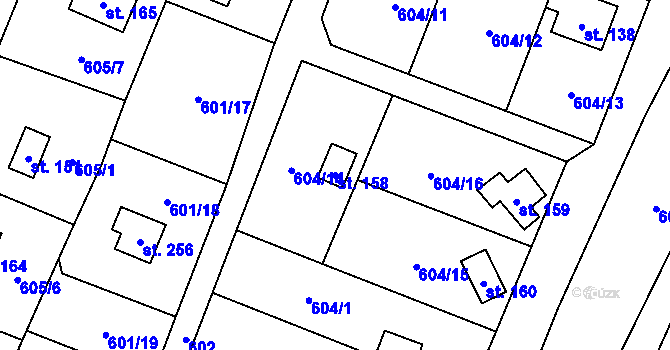 Parcela st. 158 v KÚ Dolní Staňkov, Katastrální mapa