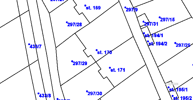 Parcela st. 170 v KÚ Dolní Staňkov, Katastrální mapa