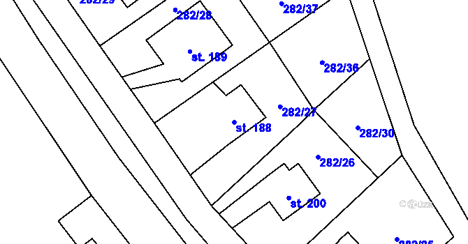 Parcela st. 188 v KÚ Dolní Staňkov, Katastrální mapa