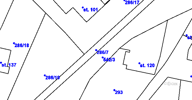 Parcela st. 286/7 v KÚ Dolní Staňkov, Katastrální mapa